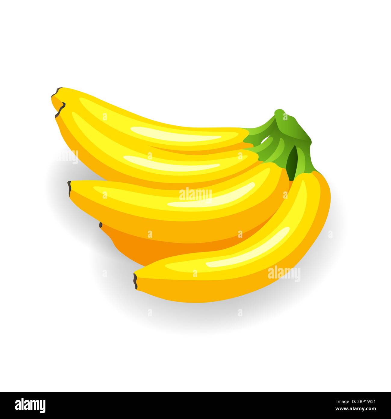 Ein Bündel von reifen Bananen auf weiß isoliert. Leckere tropische Früchte, Vektor-Illustration im flachen Stil Stock Vektor