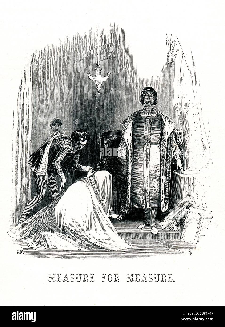 Maß für Maß viktorianisches Buchfrontispiz für das Stück von William Shakespeare, aus dem 1849 illustrierten Buch Heroines of Shakespeare Stockfoto