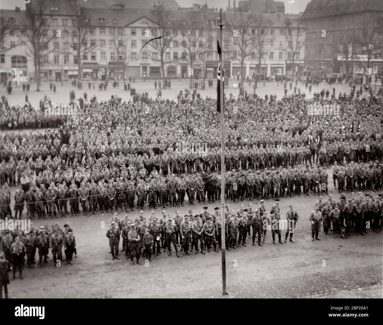 Einsatz der SA Sturmabteilung Heinrich Hoffmann fotografiert 1933 Adolf Hitlers offizieller Fotograf und Nazi-Politiker und Verleger, der Mitglied des intime Kreises Hitlers war. Stockfoto