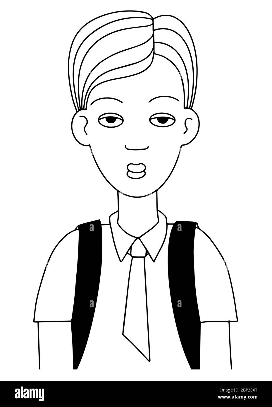 Porträt eines netten Schuljungen Charakter Mode Linie Stil Vektor-Illustration Stock Vektor