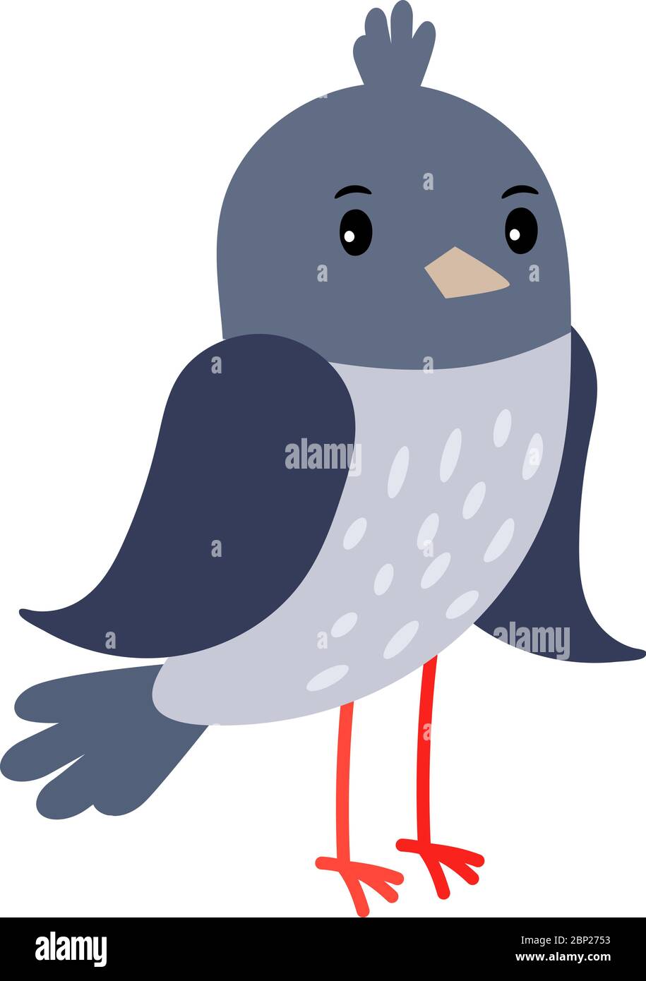 Taube Cartoon Vogel-Symbol in grauen Farben, isoliert auf weißem Hintergrund, Vektor-Illustration Stock Vektor