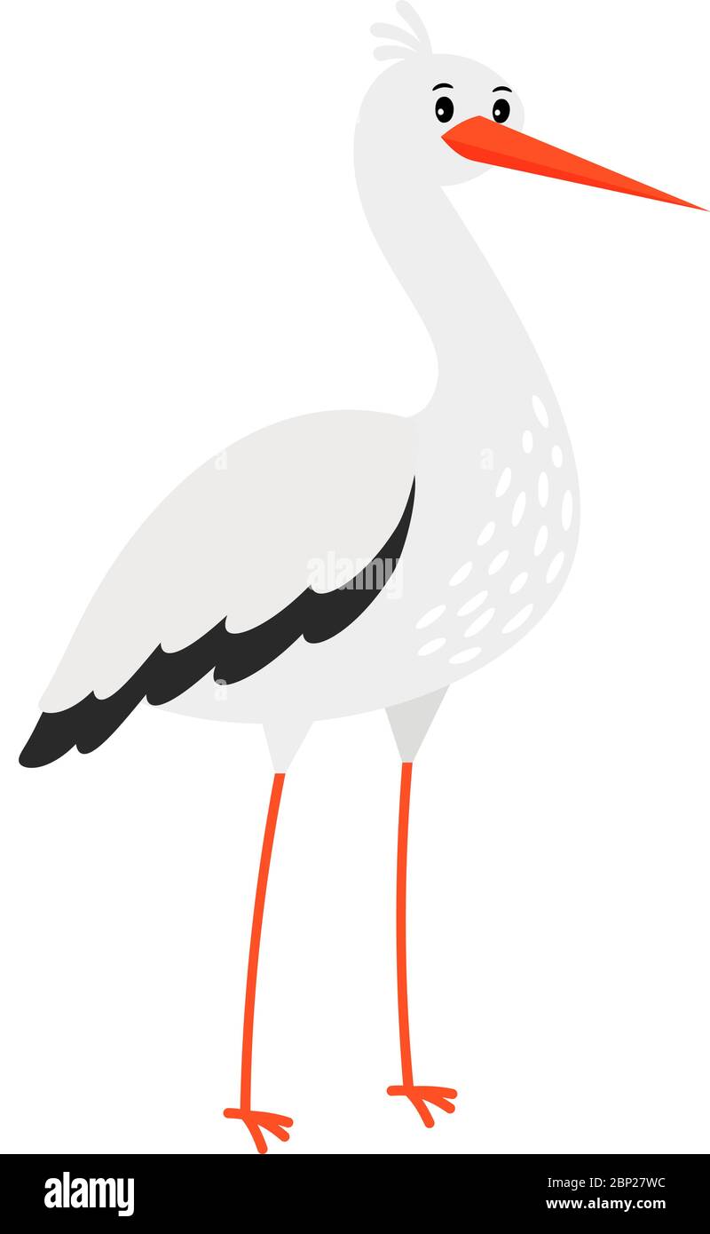 Storch Cartoon Vogel Symbol isoliert auf weißem Hintergrund, Vektor-Illustration Stock Vektor