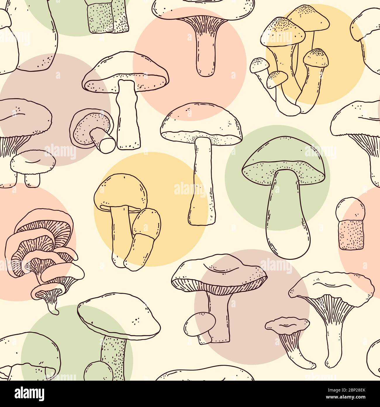 Muster mit handgezeichneten Pilzen Stock Vektor