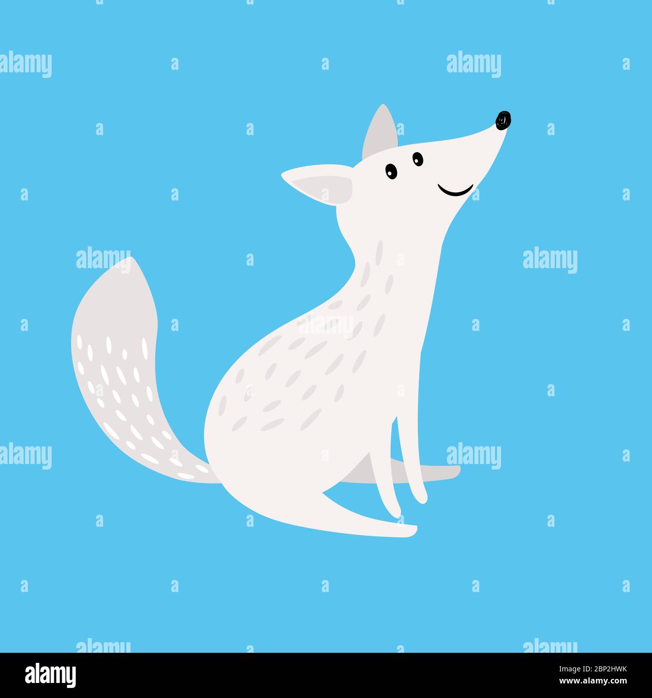 Polarfuchs. Schneefuchs oder Polarwolfvektor Illustration isoliert auf blauem Hintergrund Stock Vektor