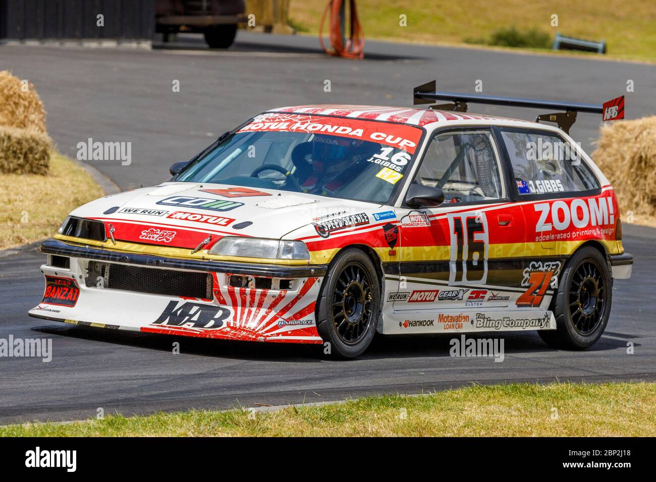 Jason Gibbs in seinem Honda Civic EF9 1989 in Motul Honda Civic Lackierung. Stockfoto