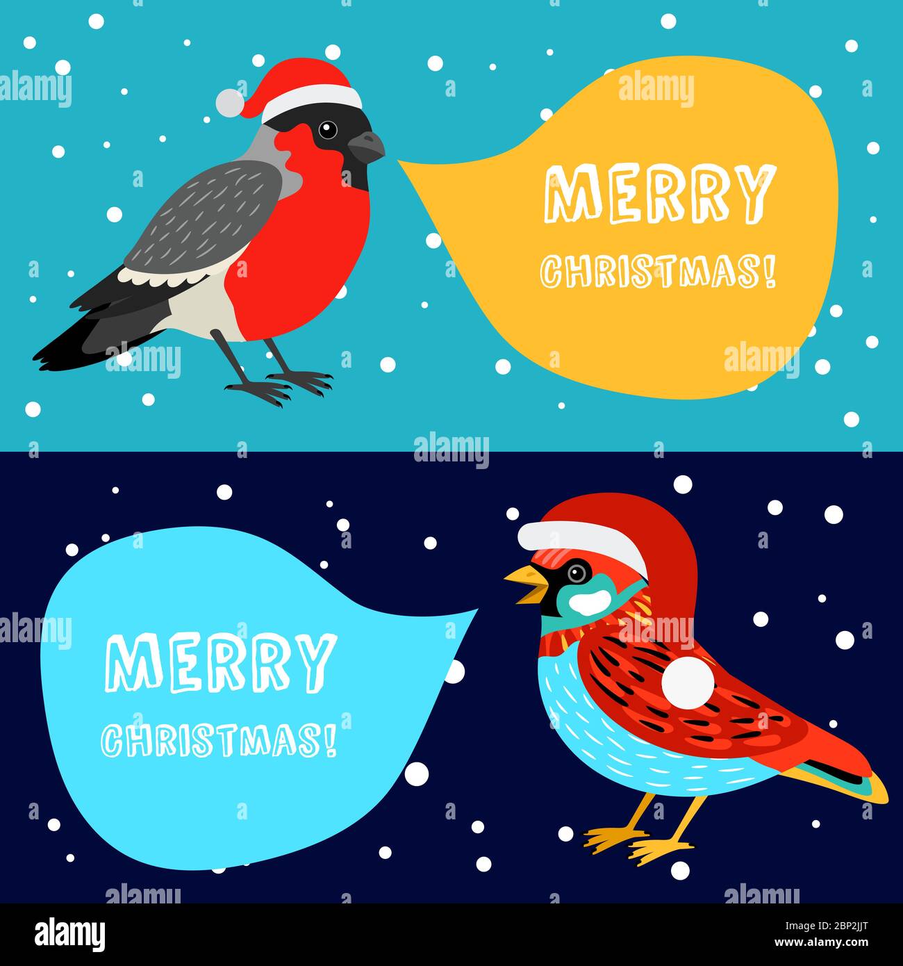 Frohe Weihnachten Banner Vorlage mit bunten Cartoon Charakter Vektor Vögel Stock Vektor