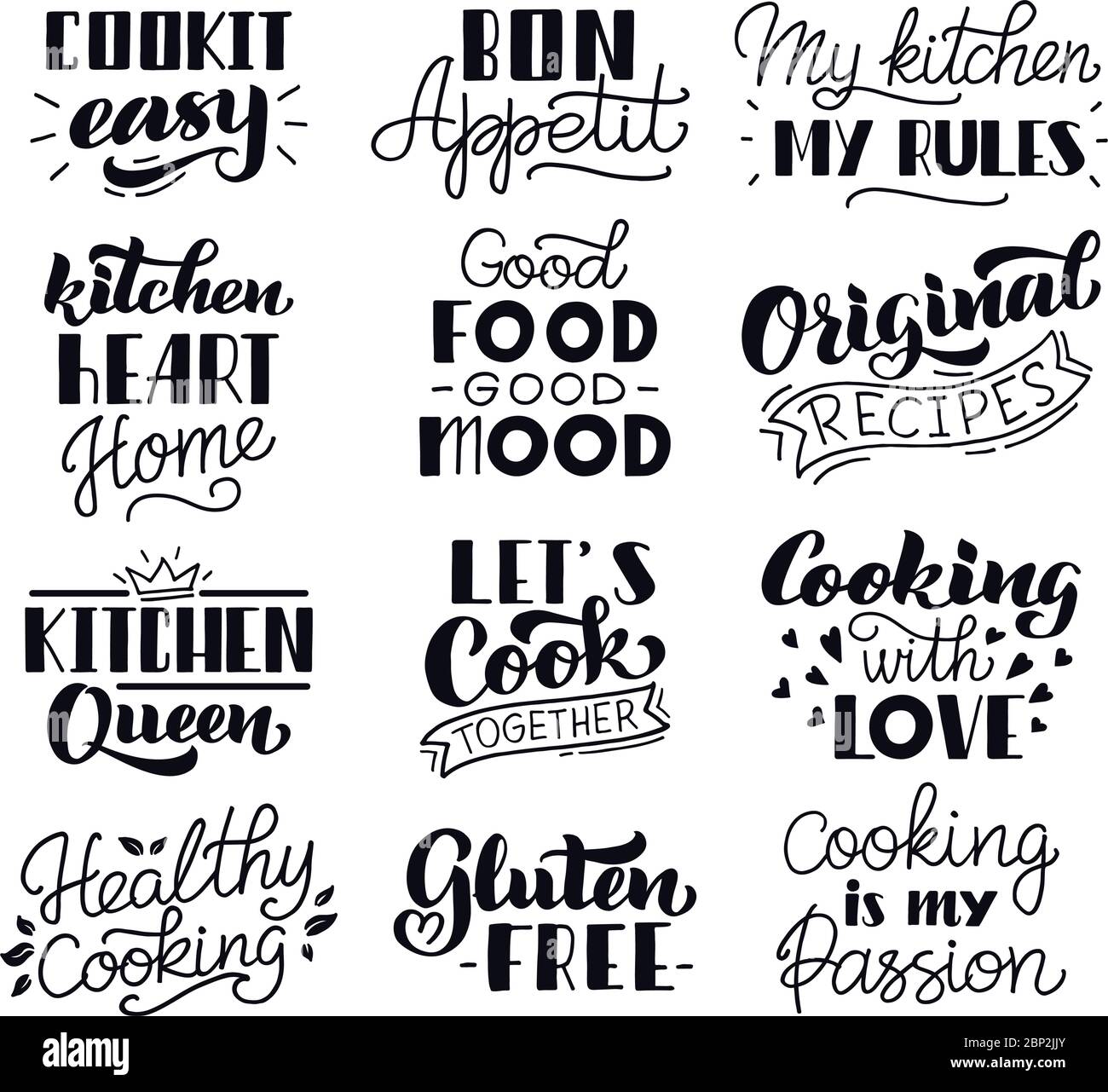 Schriftzug Food Cooking Kuche Hand Gezeichnet Typografie Beschriftung Lebensmittel Kochen Rezepte Schriftliche Satze Vektor Isoliert Symbole Gesetzt Stock Vektorgrafik Alamy