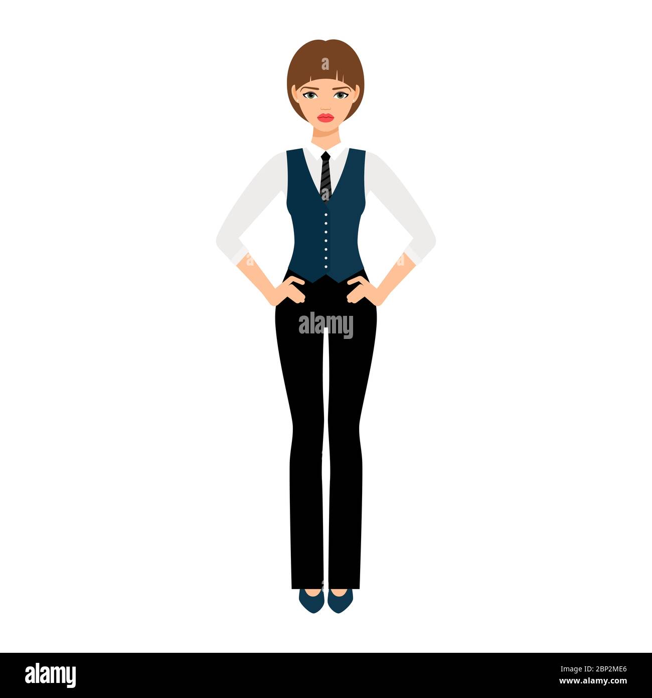 Strenge Mädchen Manager isolierte Vektor-Illustration auf weißem Hintergrund Stock Vektor