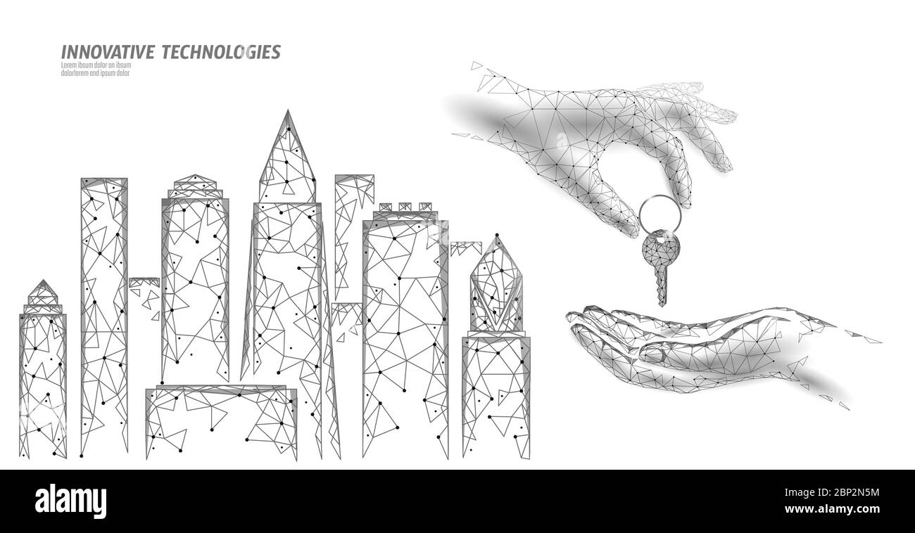 Neuer Wohnkomplex. Schlüssel für die Haustüre des Verkäufers. Verkauf Immobilien Wohnung Home Zugang. Vektorgrafik Verkaufskonzept Stock Vektor