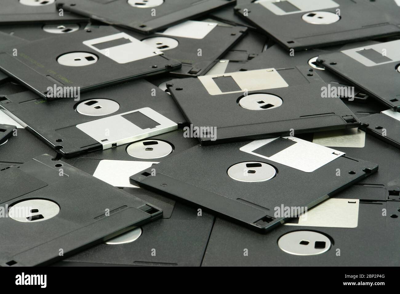Stack of vintage floppy drives close-up shoot Stockfoto