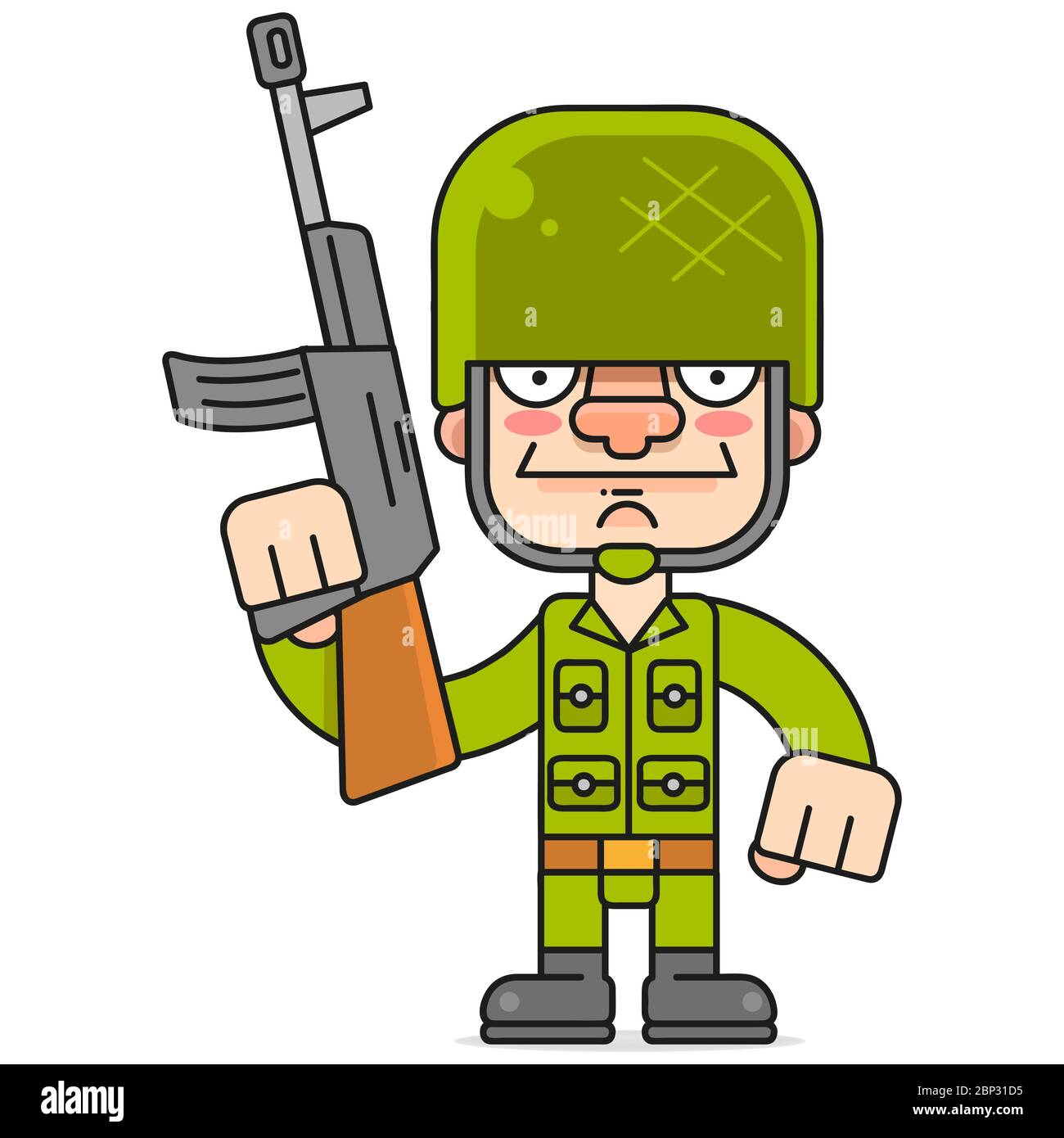 Soldat Mit Gewehr Vektor Illustration Auf Weißem Hintergrund Für Ihr Design Stock Vektor