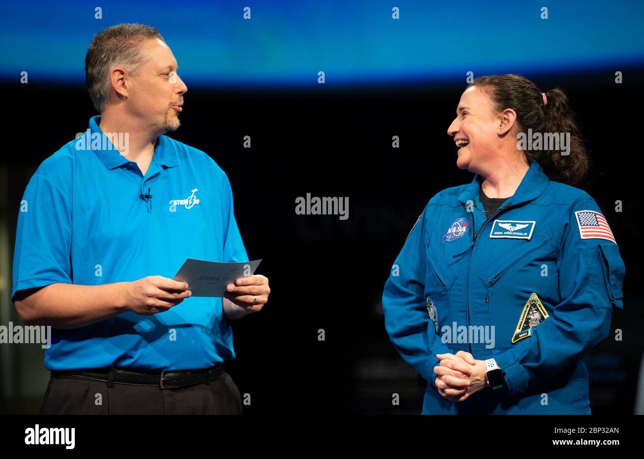 Am 14. Juni 2019 nahm die NASA-Astronautin Serena Au-Chancellor an einer Q&A-Sitzung im Smithsonian National Air and Space Museum Teil und diskutierte ihre Erfahrungen im Weltraum während der Expeditionen 56 und 57. Stockfoto