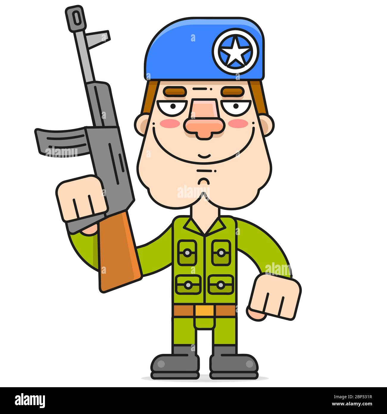 Soldat Mit Gewehr Vektor Illustration Auf Weißem Hintergrund Für Ihr Design Stock Vektor
