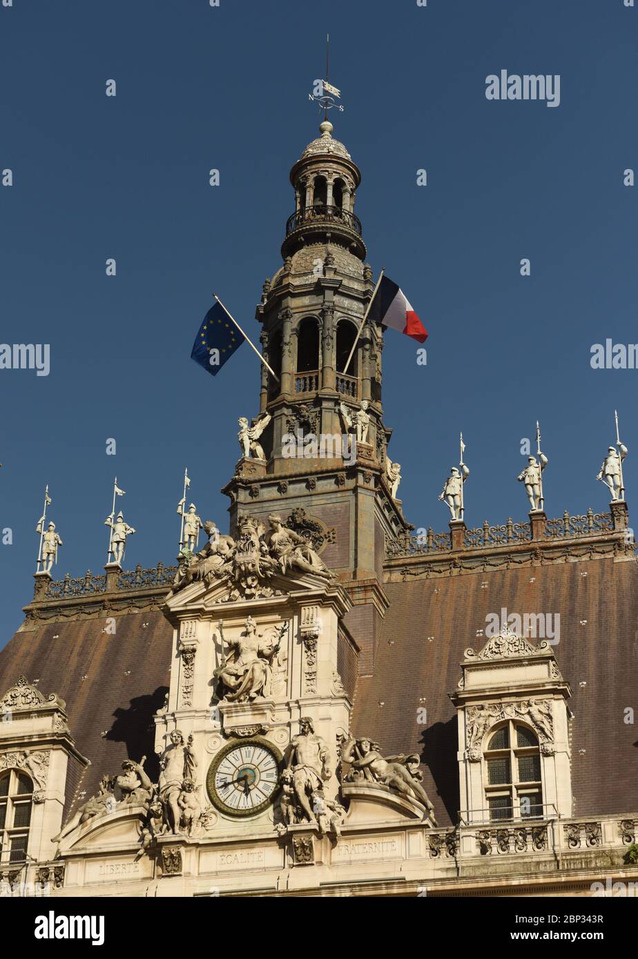 Hôtel de Ville (Rathaus) in Paris, Frankreich. Stockfoto