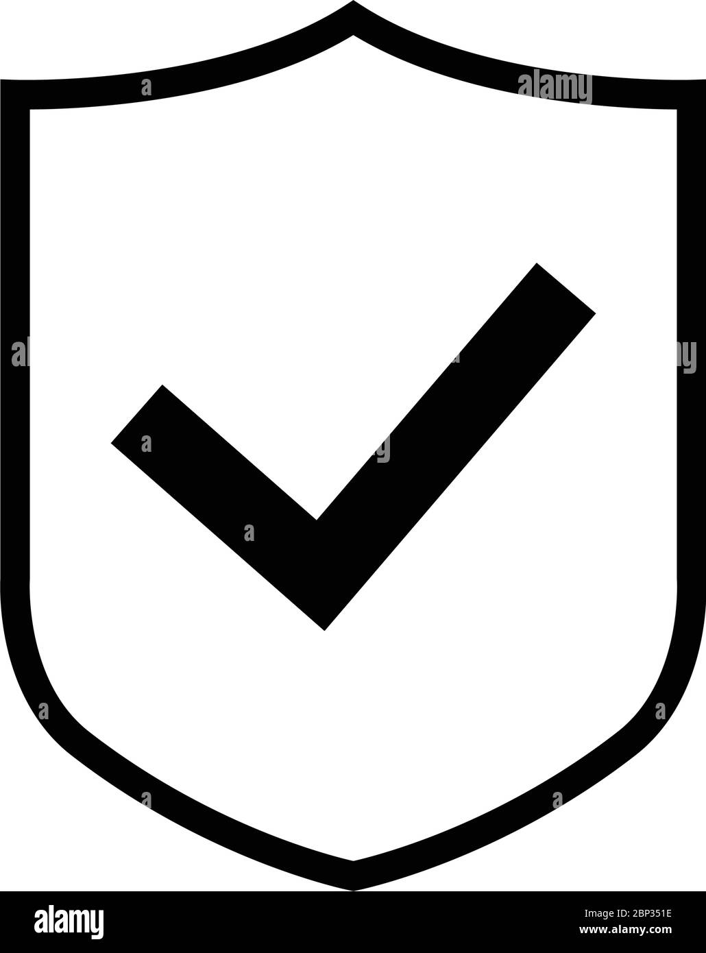 Schild Vektor-Symbol mit Häkchen-Symbol, Konzept Sicherheit Schild Schutz, Zeichen Illustration isoliert auf weiß Stock Vektor