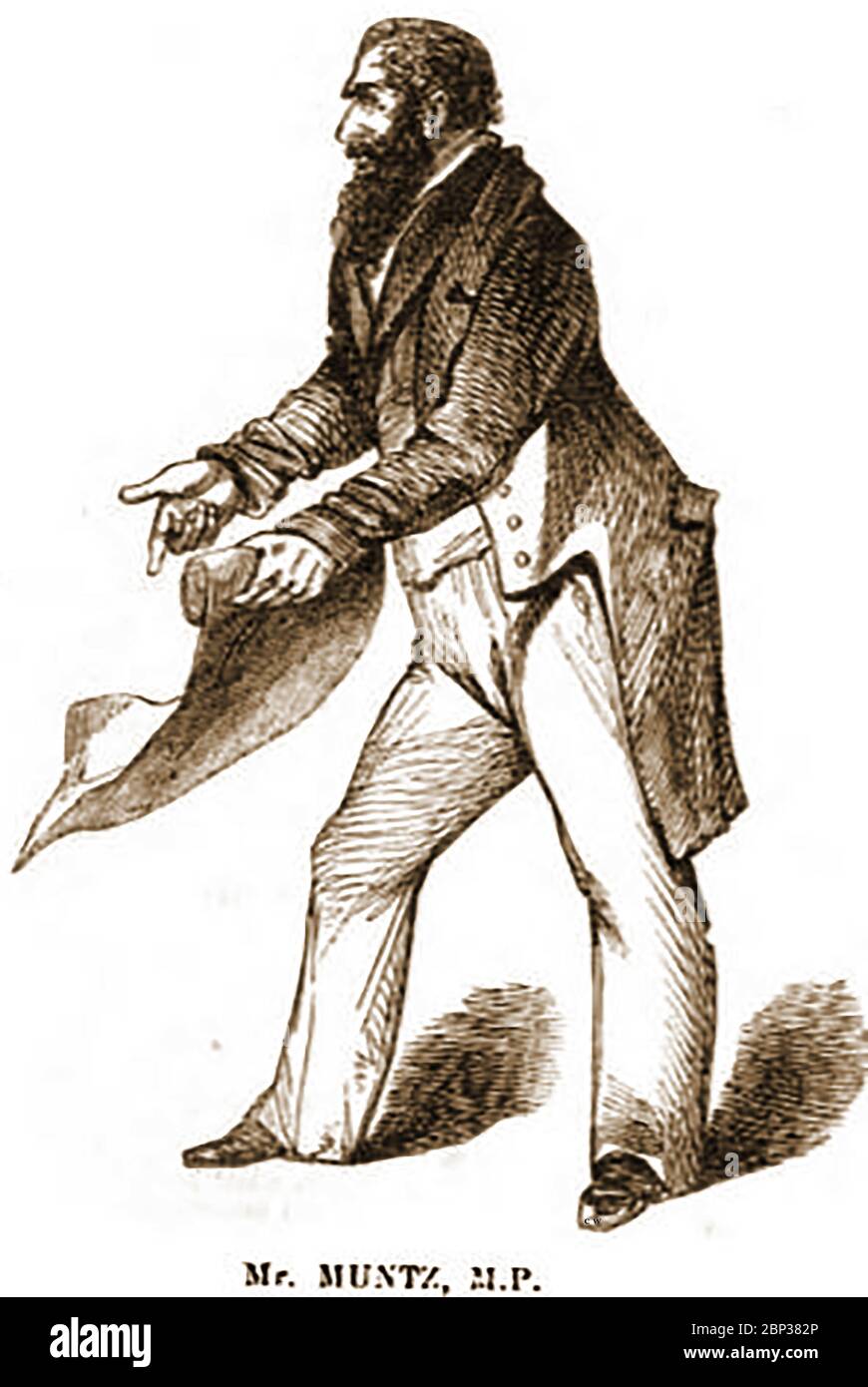 Ein zeitgenössisches Porträt von Philip Henry Munz Liberal M.P. (1811-1888) im Jahr 1842. Er als britischer Geschäftsmann, war eine führende Figur in der Politik der Industriestadt Birmingham, England, wo er Bürgermeister wurde und war ein eifriger Verfechter der Eisenbahn. Stockfoto