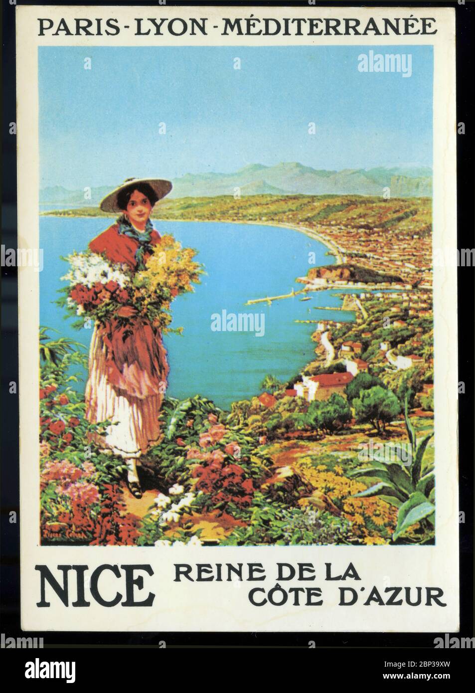 Vintage Poster für Reisen nach Nizza an der Cote D'Azur in Frankreich. Stockfoto