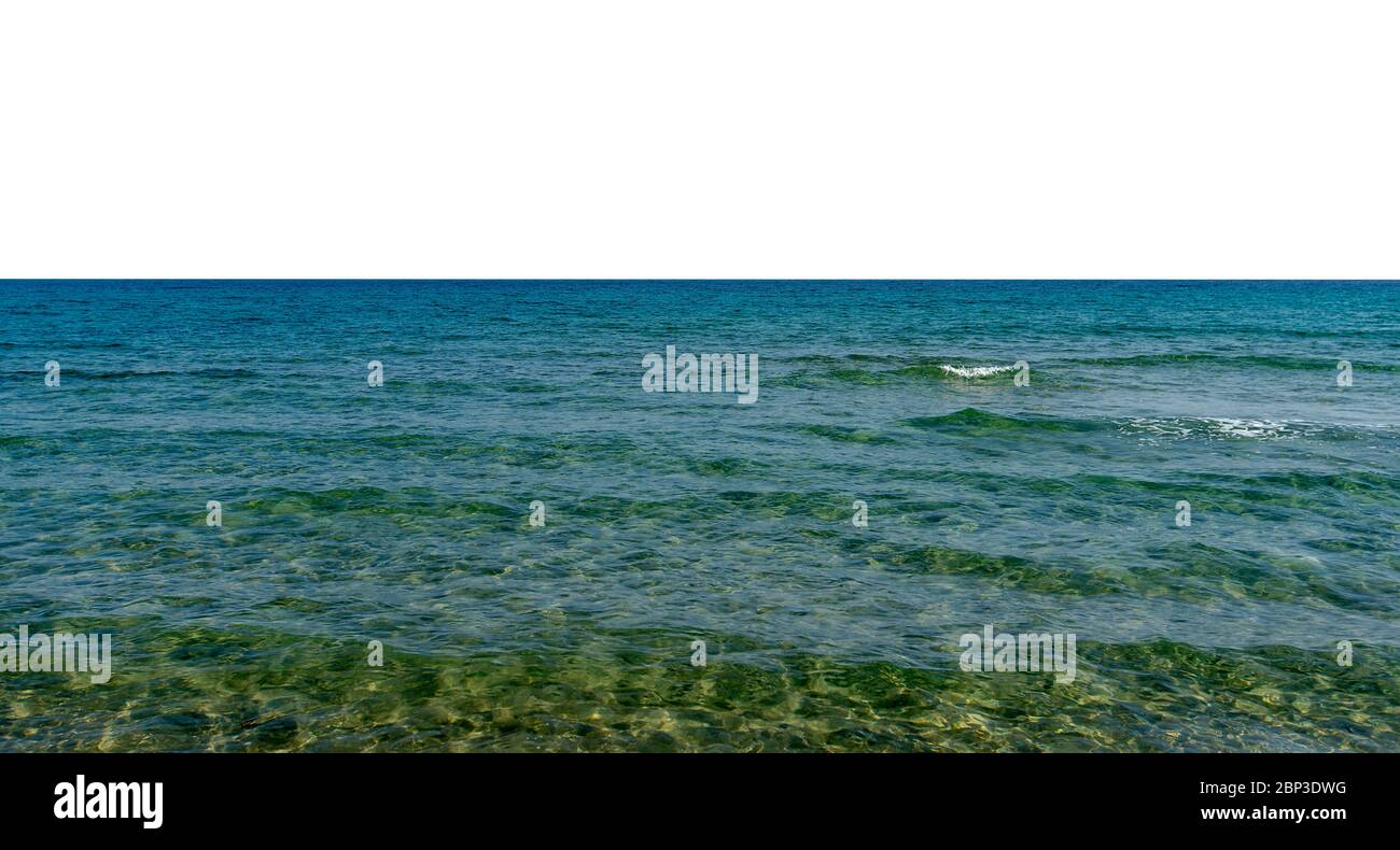 Meer, Meer, Wasser isoliert. Ruhige türkisfarbene Wasseroberfläche. Hintergrund Stockfoto