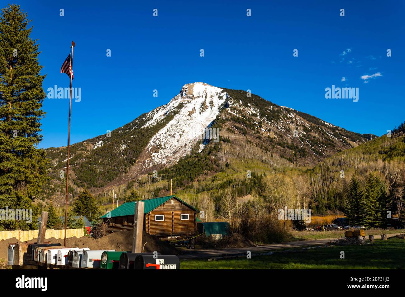 Whitehouse Berg von Marble Town Colorado bei Sonnenuntergang Stockfoto