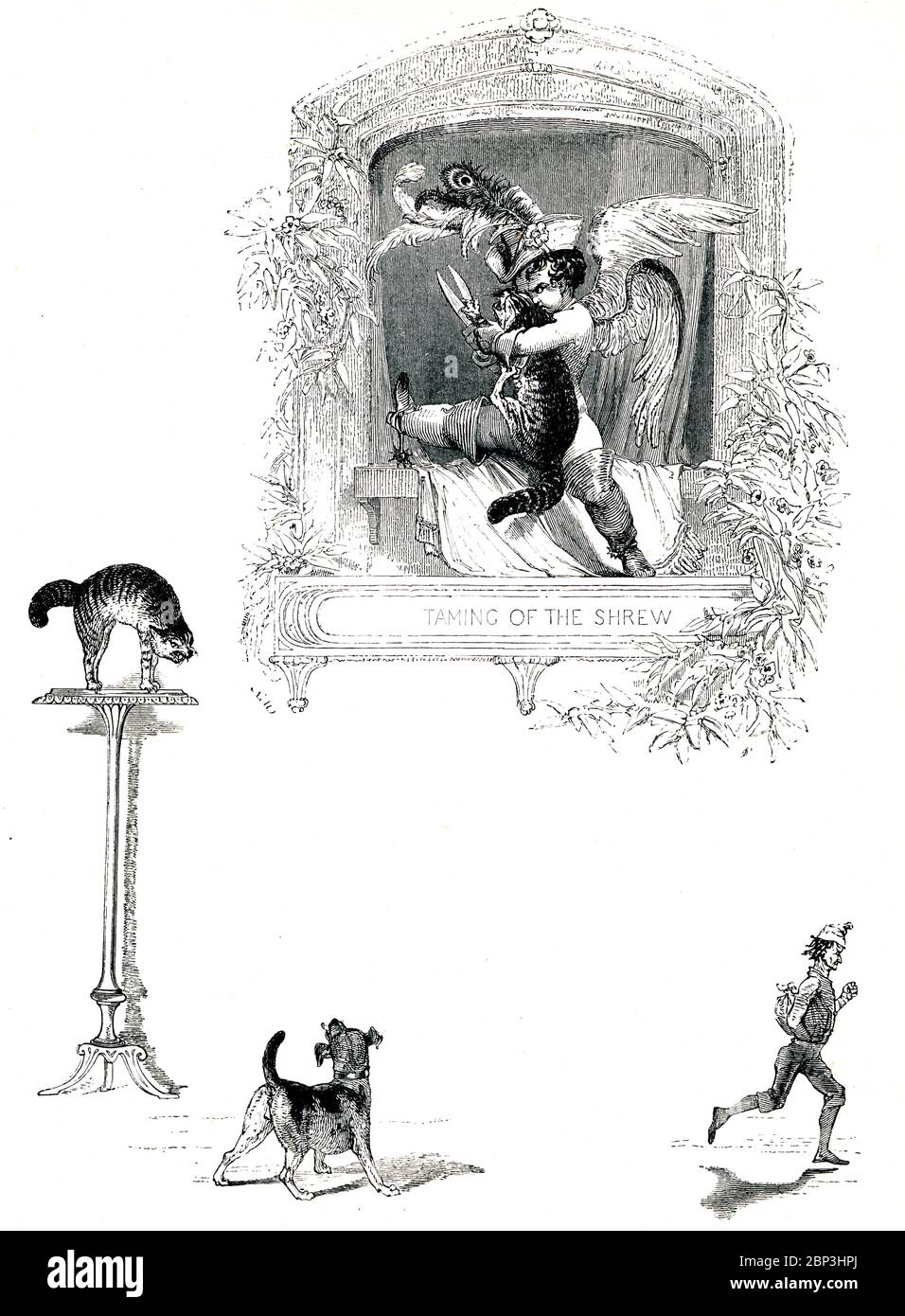 Die Zähmung der Shrew Victorian Buch Frontispiz für die Komödie von William Shakespeare über die Balz von Petruchio und Katherina, aus dem 1849 illustrierten Buch Heroines of Shakespeare Stockfoto
