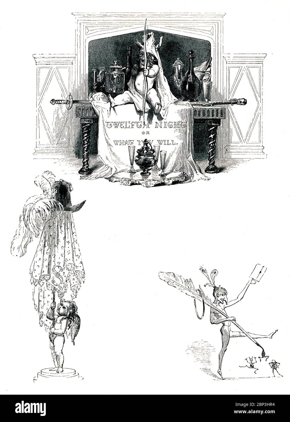 Twelfth Night, oder What You will, viktorianisches Buchfrontispiz für die romantische Komödie zur Weihnachtszeit, aus dem 1849 illustrierten Buch Heroines of Shakespeare Stockfoto