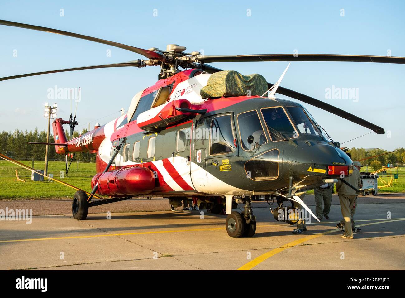 30. August 2019. Schukowski, Russland. Russischer Mehrzweckhubschrauber Mil Mi-171 (Mi-8) auf dem Internationalen Luft- und Raumfahrt Salon MAKS 2019. Stockfoto