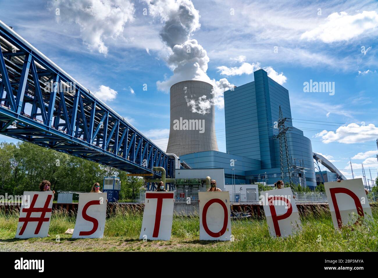 Protest gegen das Kohlekraftwerk Datteln 4 von Uniper, die Gruppierung EndegelŠnde, Datteln, NRW Stockfoto