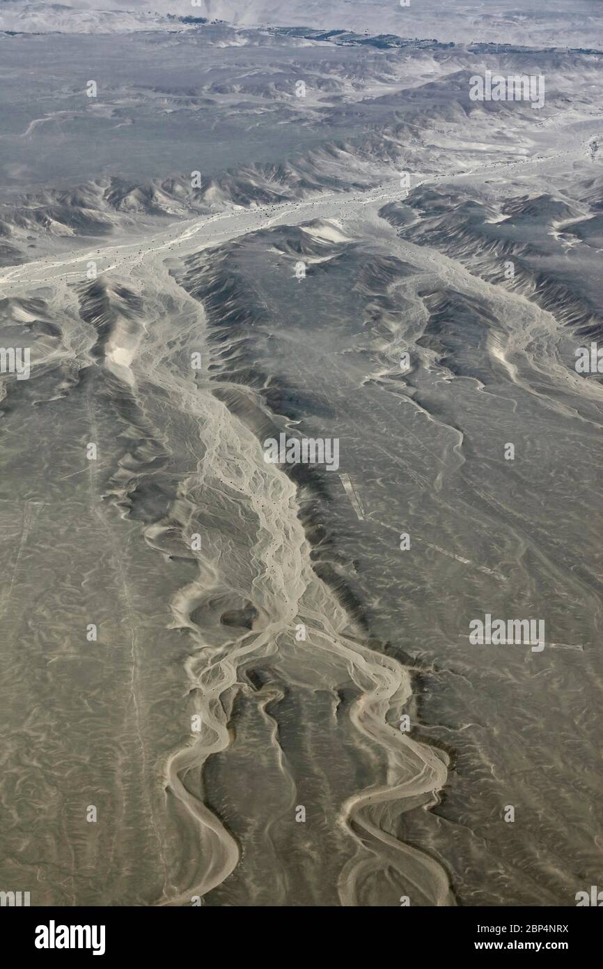 Trockene Flussbetten, Nazca Wüste südlichen Peru Stockfoto