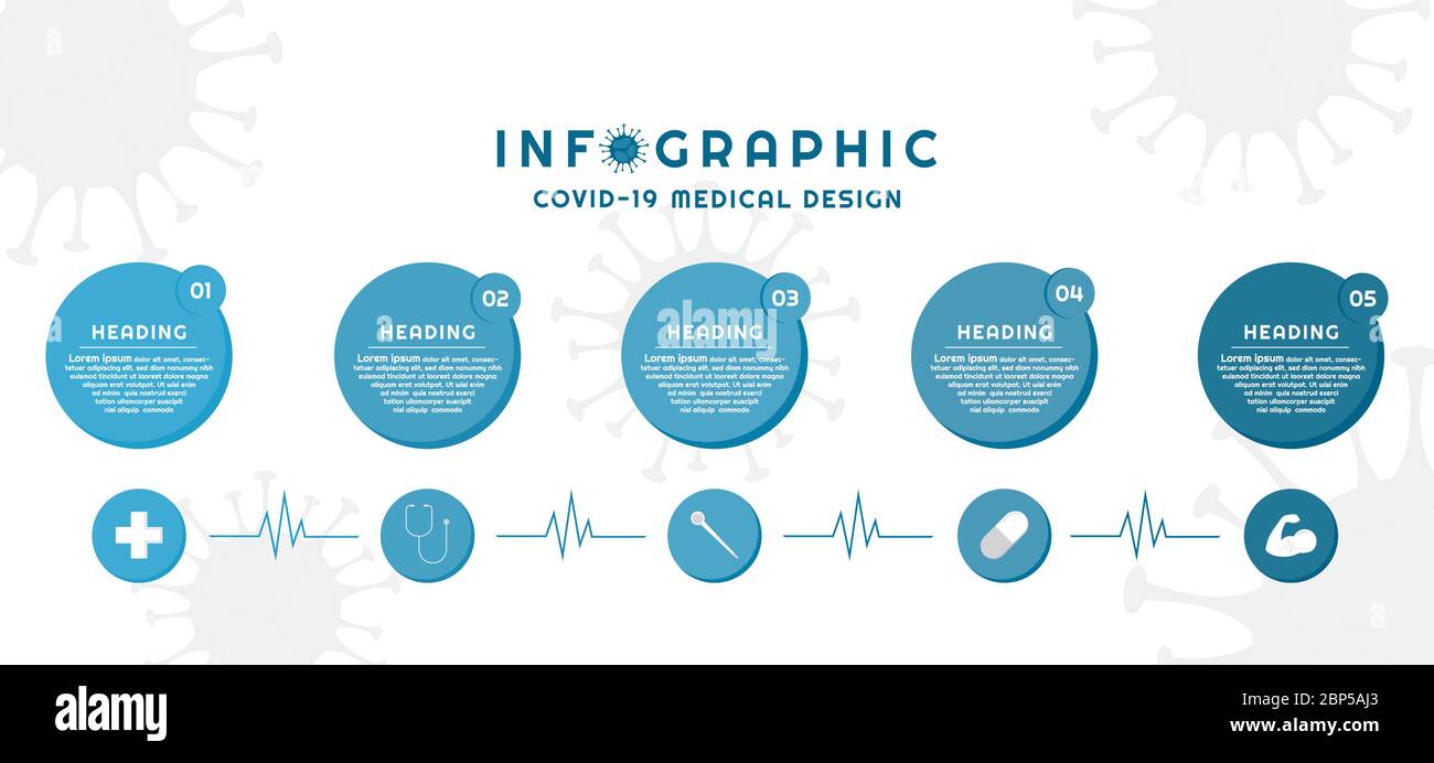 Infografik Kreisform Design für medizinische Coronavirus-19 Konzept. vektor-Illustration. Stock Vektor