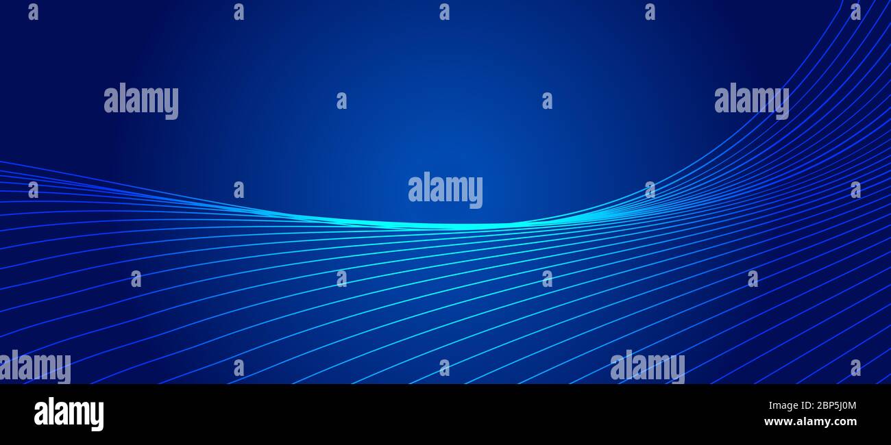 Blaue elegante Linien, abstrakte Internet-Technologie Hintergrund. Stockfoto