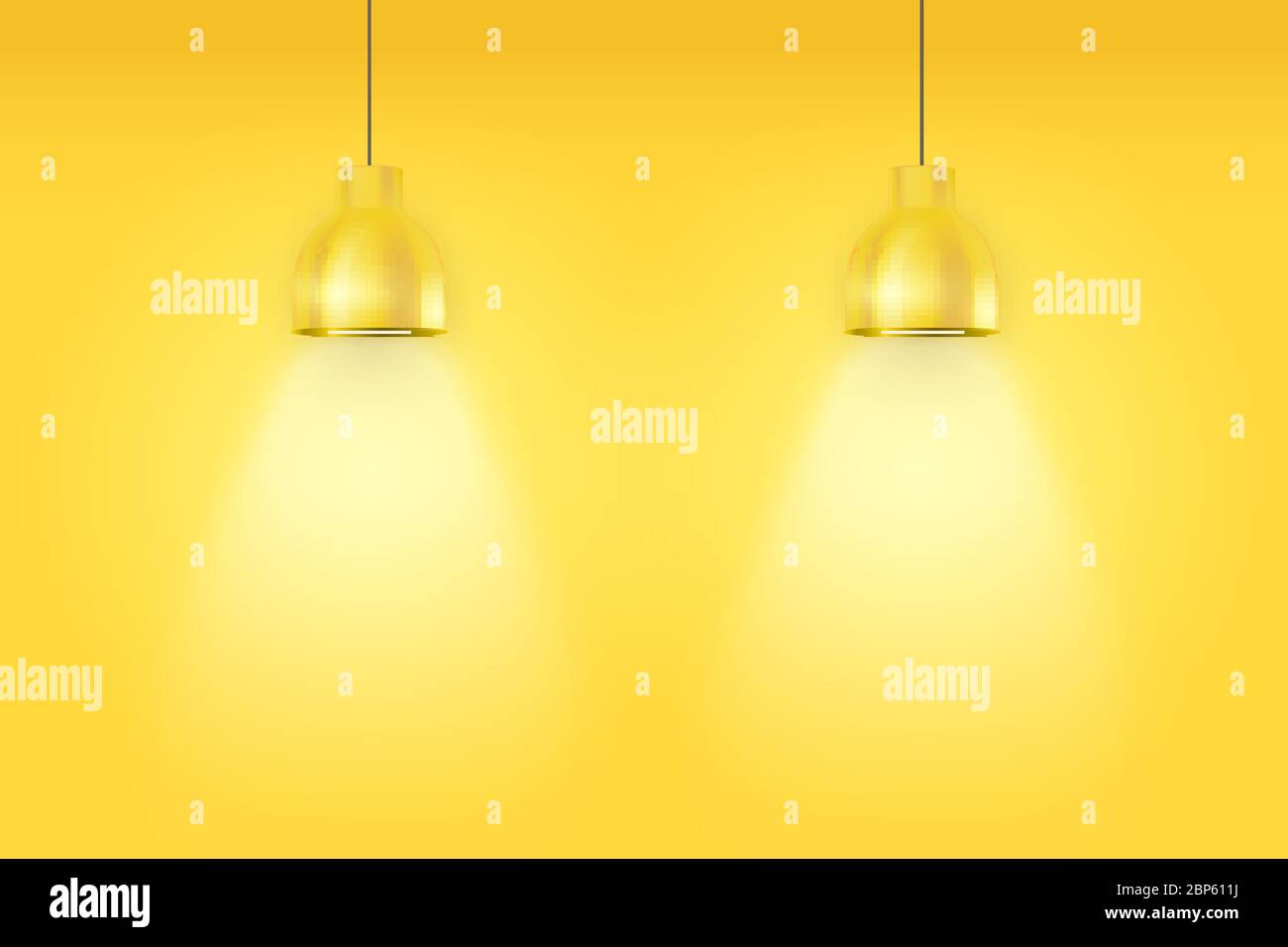 Gelbe Wandausstattung mit Vintage-Lampen Stock Vektor