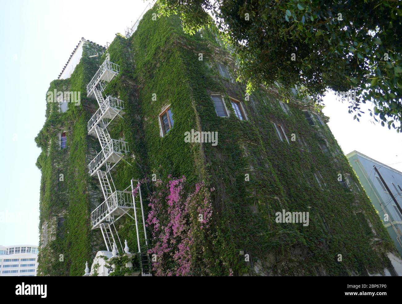 Los Angeles, Kalifornien, USA 17. Mai 2020 EIN allgemeiner Blick auf die Atmosphäre der Villa Bonita, die Cecil B. DeMille für Besetzung und Crew in seinen Filmen gebaut hat, und ehemalige Residenz von Errol Flynn und Francis Ford Copolla in der Hillcrest Road 1817 am 17. Mai 2020 in Los Angeles, Kalifornien, USA. Foto von Barry King/Alamy Stock Photo Stockfoto