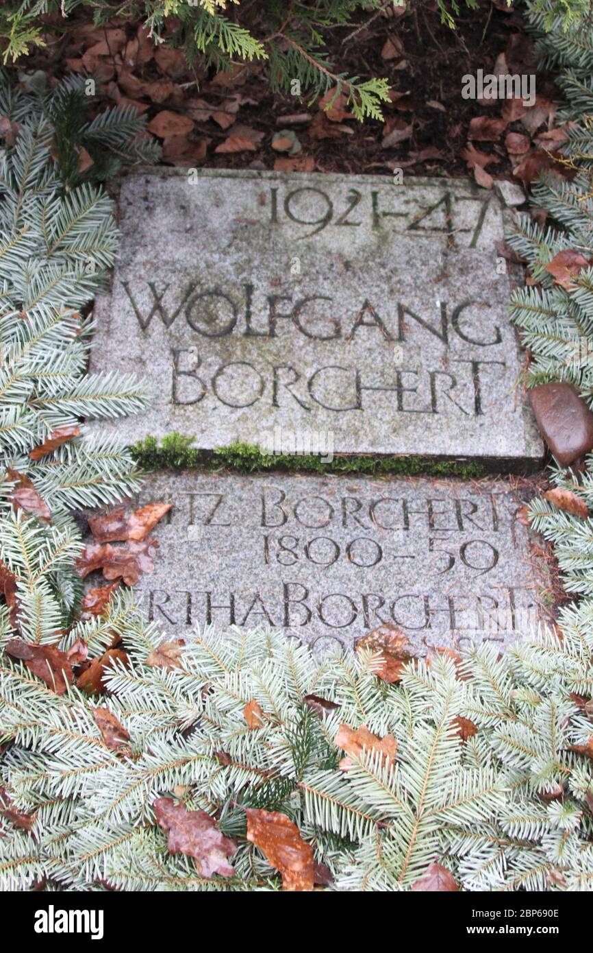 Grabstätte Wolfgang Borchert, Friedhof Ohlsdorf Hamburg, 25.01.2020 Stockfoto