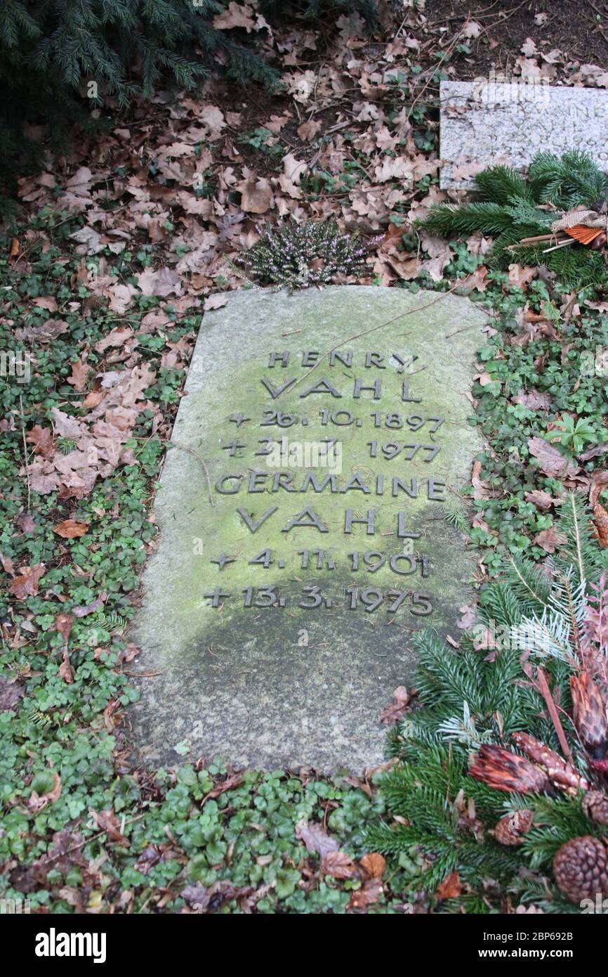 Grabsteine Henry Vahl,Friedhof Ohlsdorf Hamburg,25.01.2020 Stockfoto