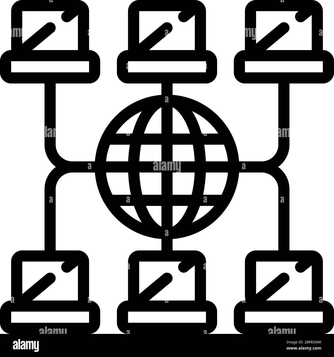 Symbol für das Grid-Symbol für das Laptop-Netzwerk rund um den Globus Stock Vektor