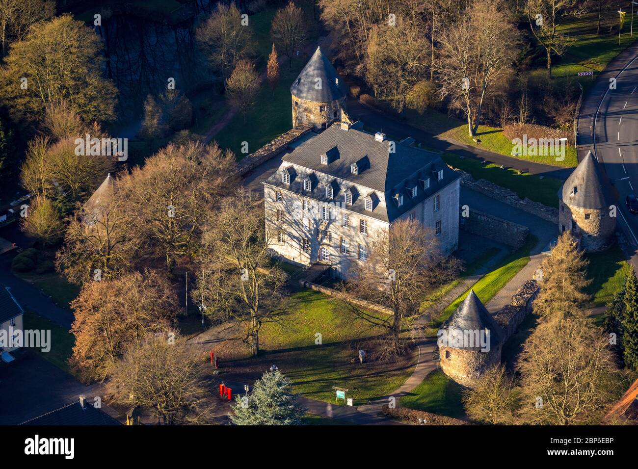 Luftaufnahme, Barockstil, ehemaliges Wasserschloss Hardenberg, Neviges, Velbert, Ruhrgebiet, Nordrhein-Westfalen, Deutschland Stockfoto