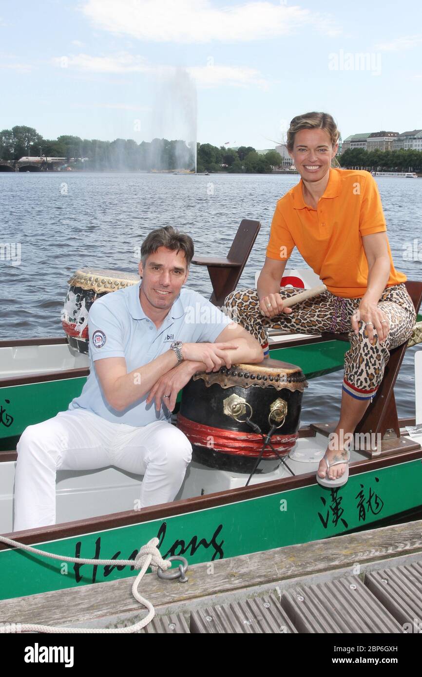 Michael Stich,Susanne Boehm,Drachenbootrennen der Michael Stich Stiftung,Alexa am Alster,Hamburg,14.06.2019 Stockfoto