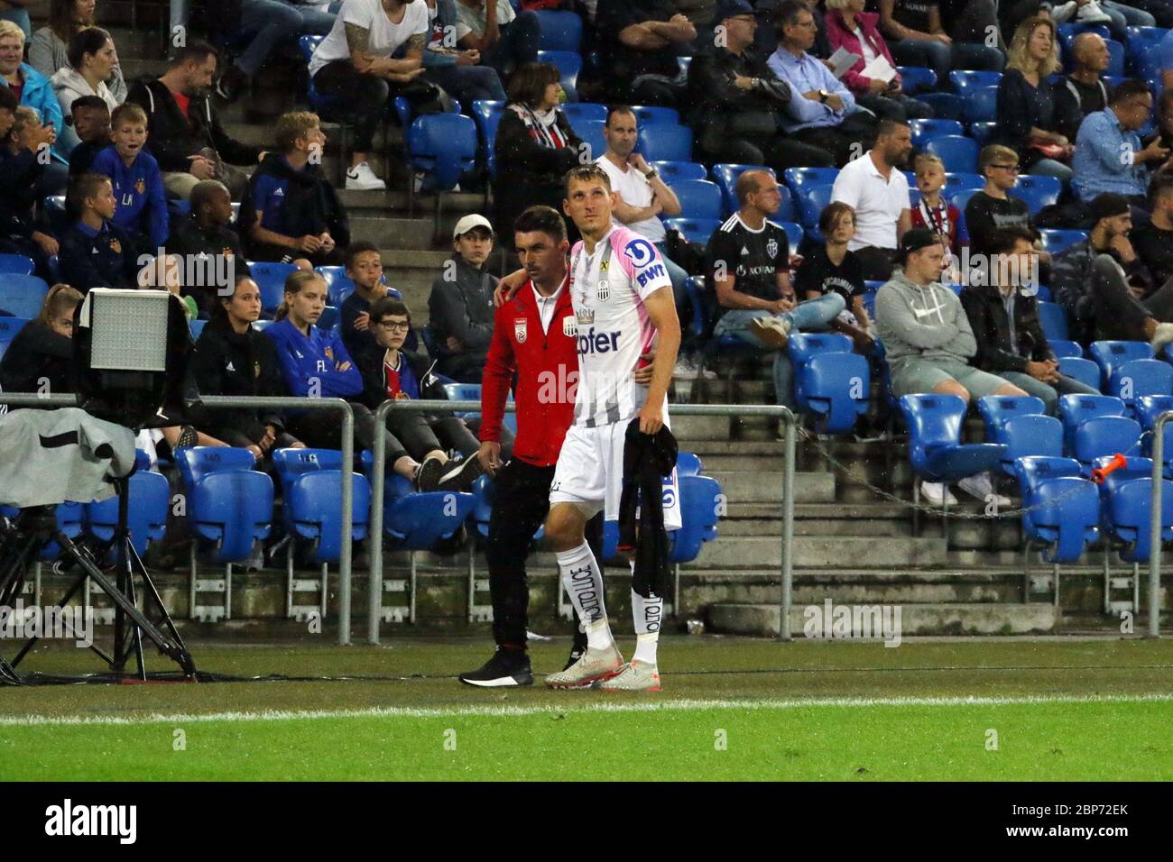 Fußball-CL: Quali 19-20 3. Runde: FC Basel gegen LASK Stockfoto