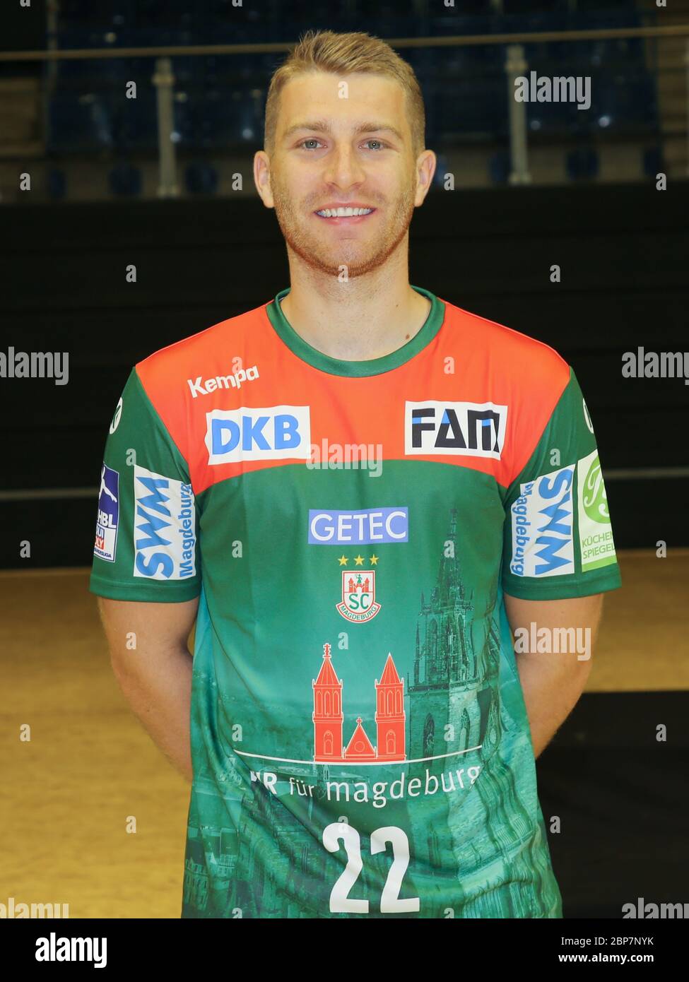 deutscher Handballspieler Lukas Mertens, SC Magdeburg, Liqui Moly HBL, Handball-Bundesliga Saison 2019-20 Stockfoto