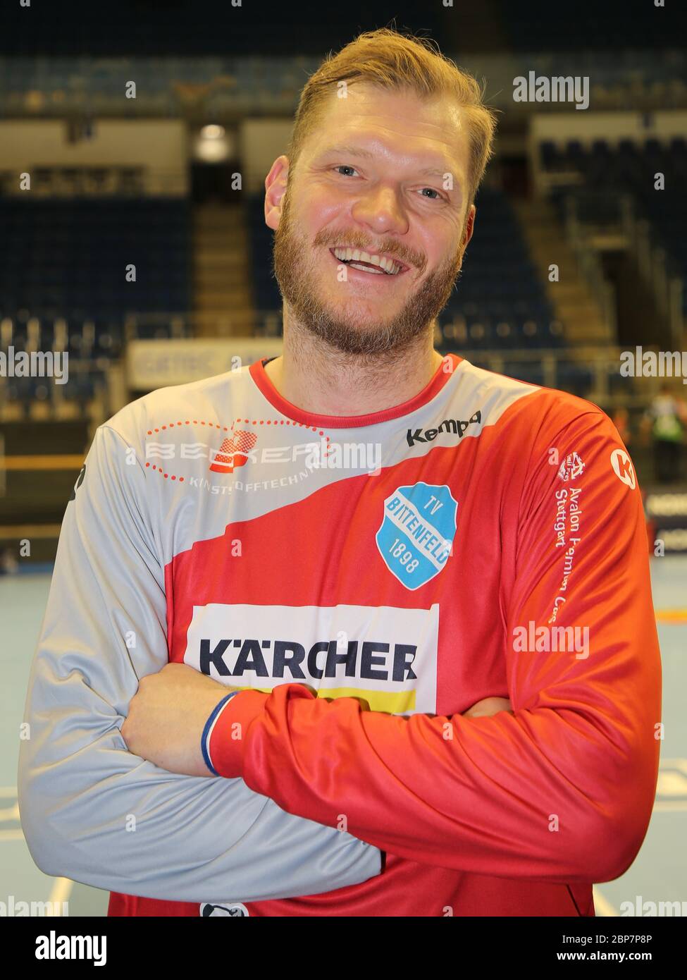 Handballtorwart Johannes Bitter TVB 1898 Stuttgart nach dem Spiel zwischen SC Magdeburg und TVB 1898 Stuttgart am 24. Februar 2019 in Magdeburg Stockfoto