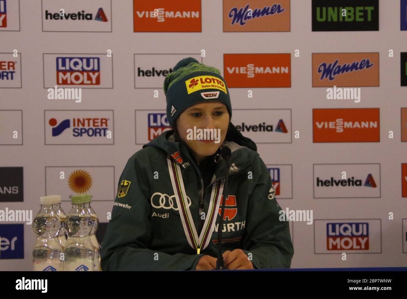 Mannschaftsspringen Damen FIS Nordische Ski-Weltmeisterschaft 2019 Seefeld Stockfoto