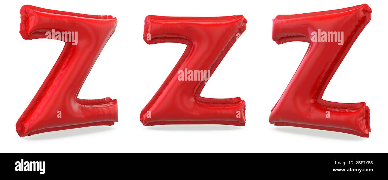 Großbuchstaben z. Großbuchstaben. Aufblasbarer roter Ballon auf Hintergrund. 3D-Rendering Stockfoto