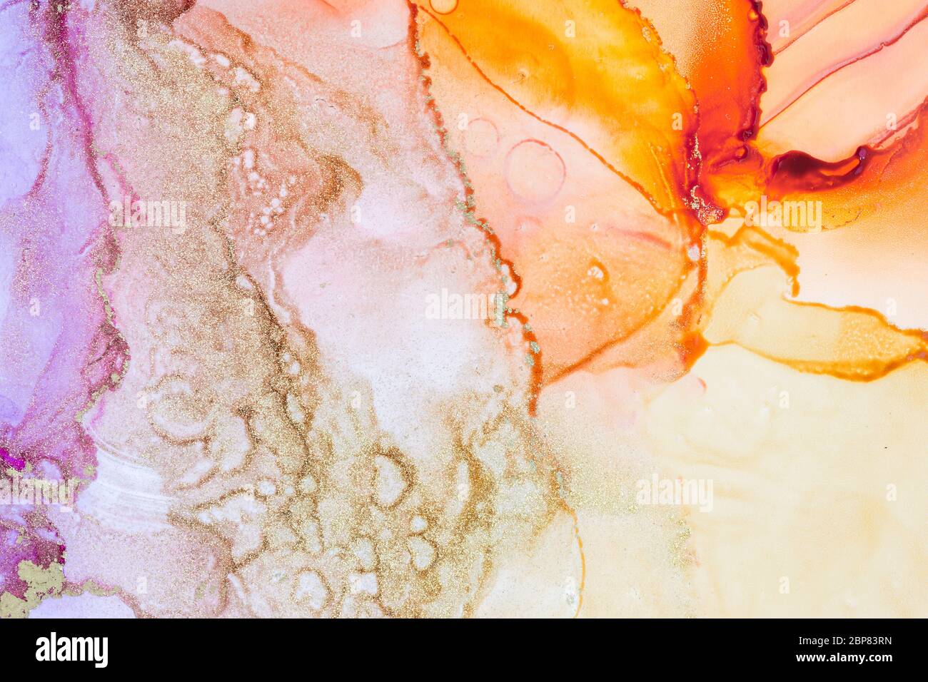 Mystic Alkohol Tinte Abstrakten Hintergrund. Moderne Kunst. Abstrakte Kunst. Trendige bunte Tapete. Stockfoto