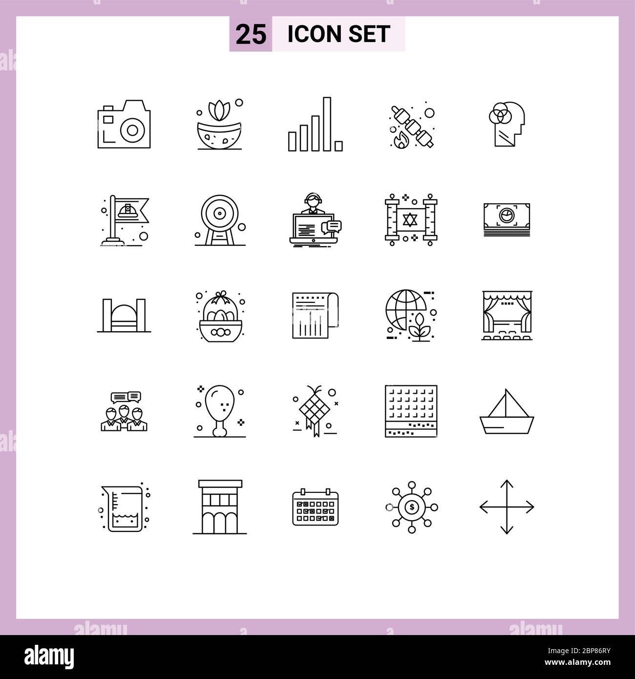 Line Pack von 25 Universal Symbole der kommunistischen, intelligent, Signal, Mensch, süß editierbare Vektor Design-Elemente Stock Vektor