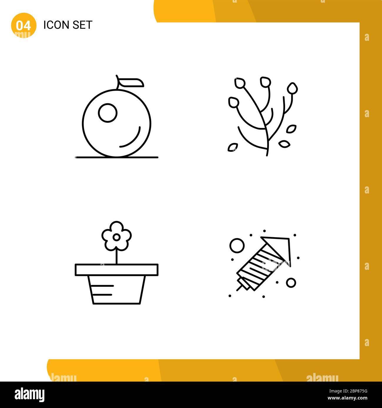 Set von 4 modernen UI-Symbole Symbole Symbole Zeichen für Obst, Gegenwart, Anemone Blume, Blume, Feuer arbeiten editierbare Vektor Design-Elemente Stock Vektor