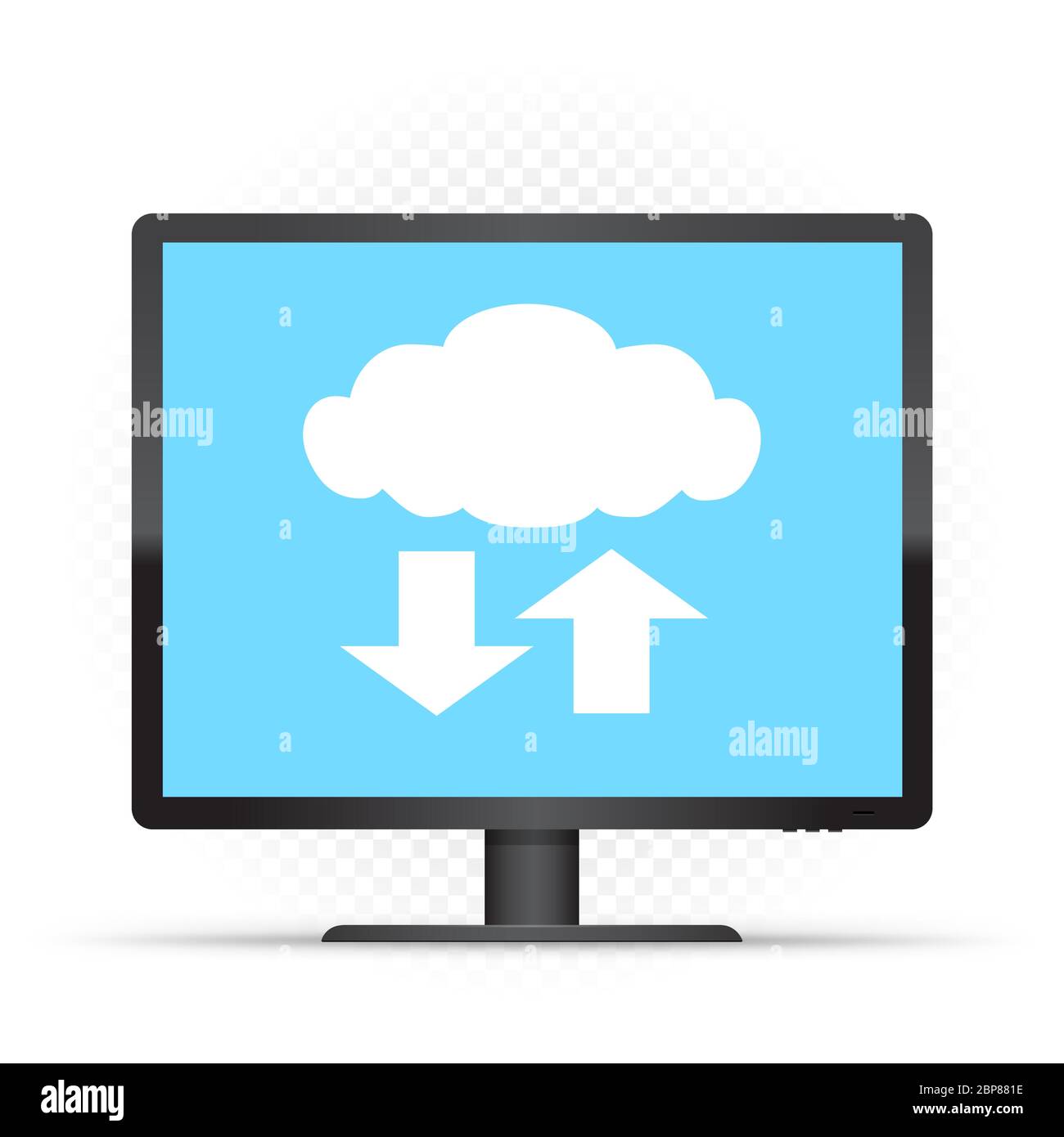 Schwarzes Monitor- und Cloud-Dienstzeichen Stock Vektor