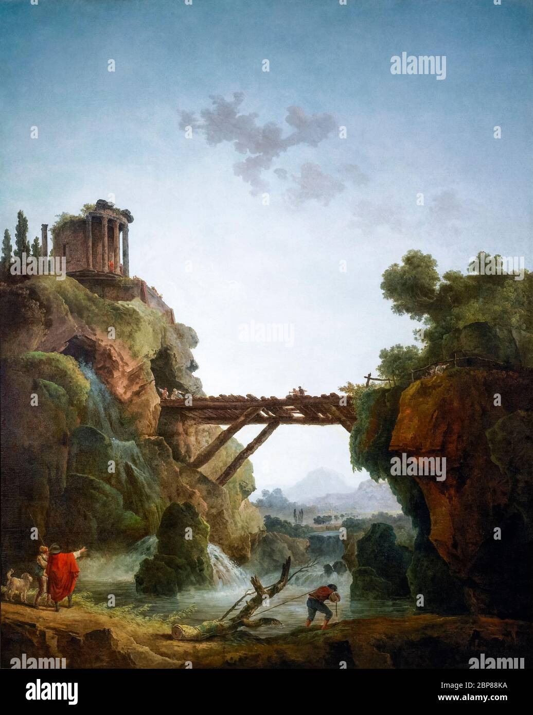 Fantastischer Blick auf Tivoli, Landschaftsgemälde von Hubert Robert, 1789 Stockfoto