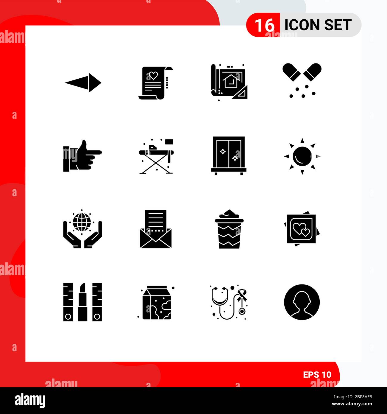 16 Universelle feste Glyphen Symbole von like, Medizin, Plan, Medikamente,  drucken editierbare Vektor Design Elemente Stock-Vektorgrafik - Alamy