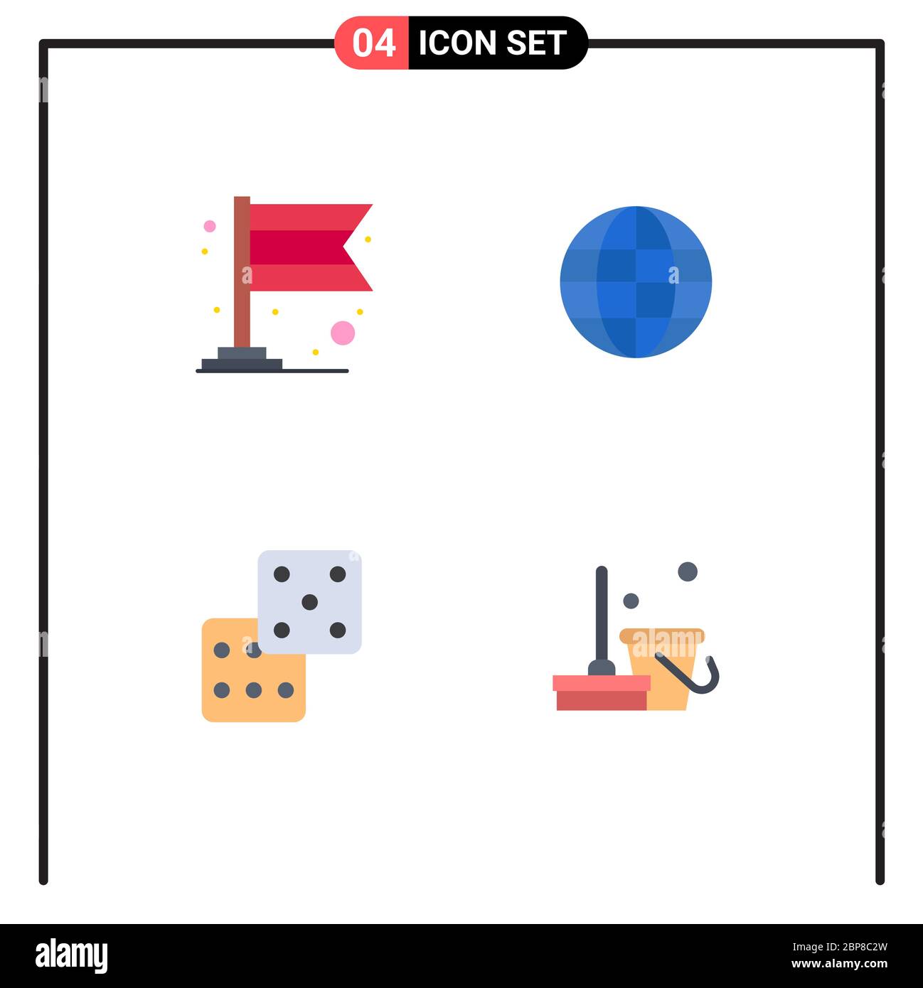 Set von 4 Commercial Flat Icons Pack für Banner, Glücksspiel, Welt, ineternet, sauber editierbare Vektor Design-Elemente Stock Vektor