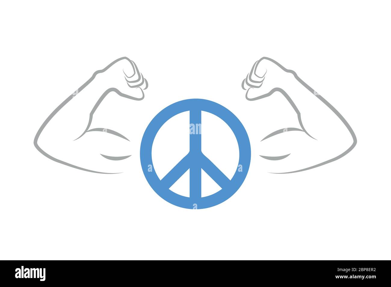 Starkes Peace Symbol mit muskulösen Armen Vektor-Illustration EPS10 Stock Vektor